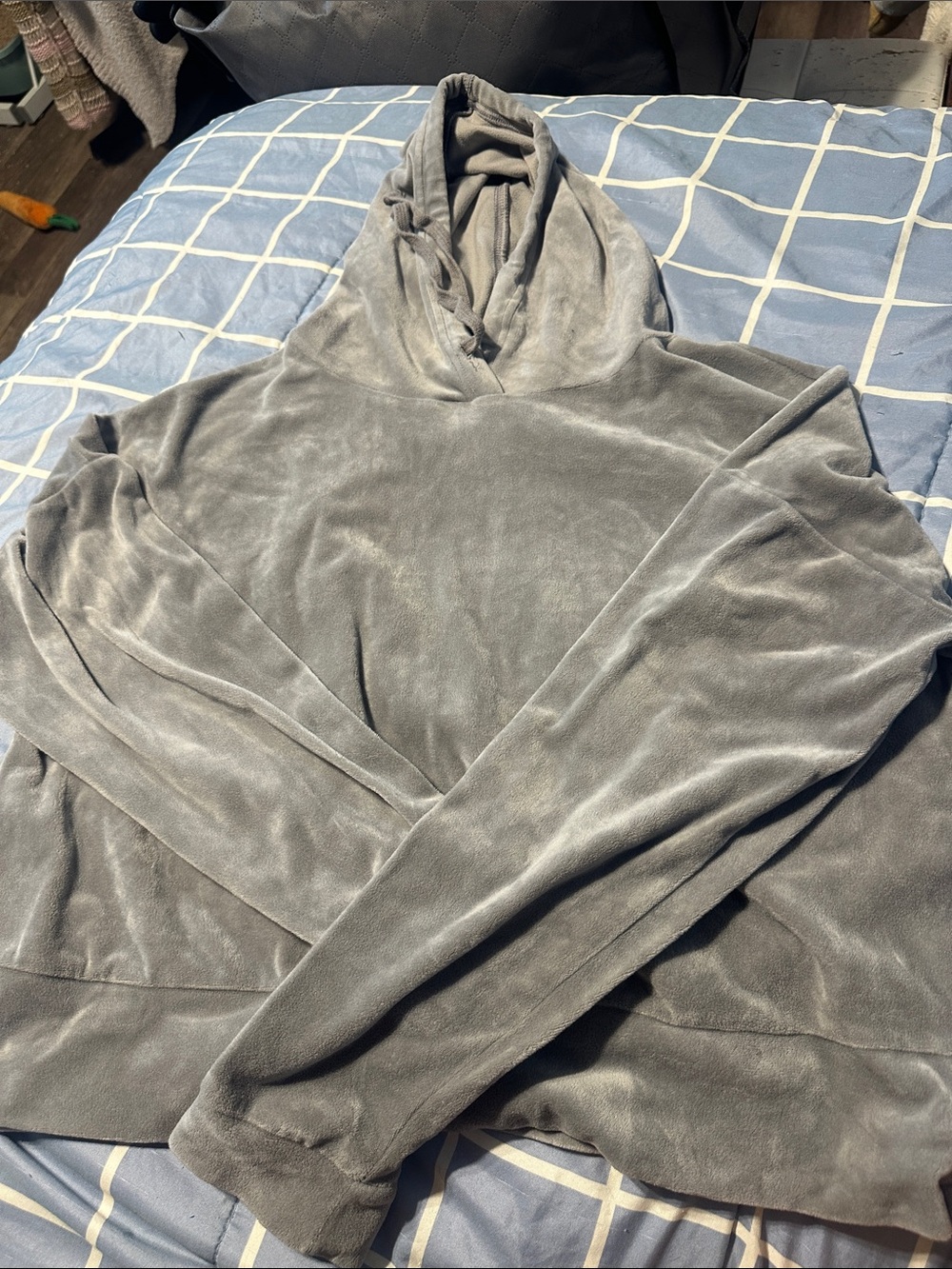 SO Gray Hooded Velour Sweatshirt